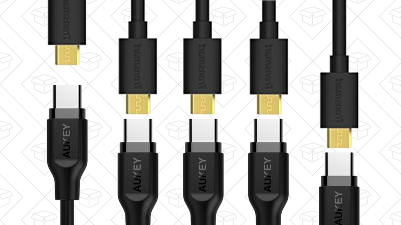 5—Pack Aukey USB-C to USB 3.0 Charging Cables, $16 with code KIJU4QPC | 5-Pack Tronsmart microUSB Cables, $5 with code 5USBCORD